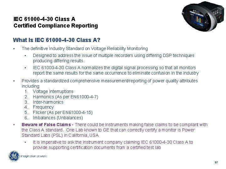 IEC 61000 -4 -30 Class A Certified Compliance Reporting What Is IEC 61000 -4