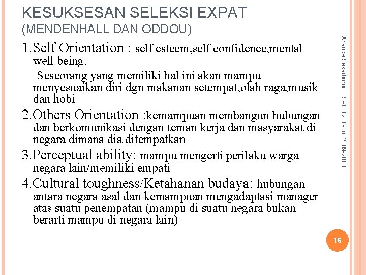 KESUKSESAN SELEKSI EXPAT (MENDENHALL DAN ODDOU) SAP 12 Bis Int 2009 -2010 well being.