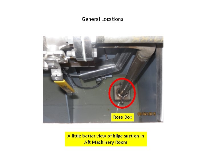 General Locations Rose Box A little better view of bilge suction in Aft Machinery