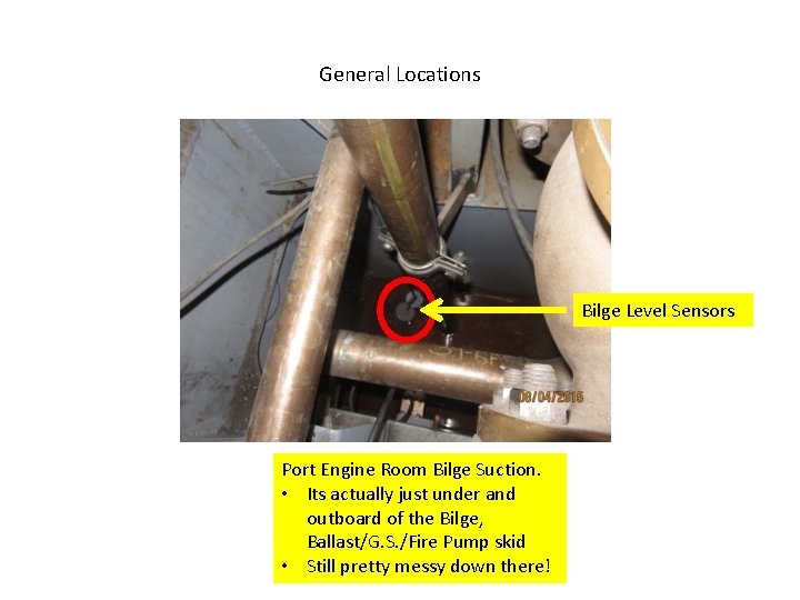 General Locations Bilge Level Sensors Port Engine Room Bilge Suction. • Its actually just