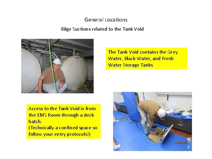 General Locations Bilge Suctions related to the Tank Void The Tank Void contains the