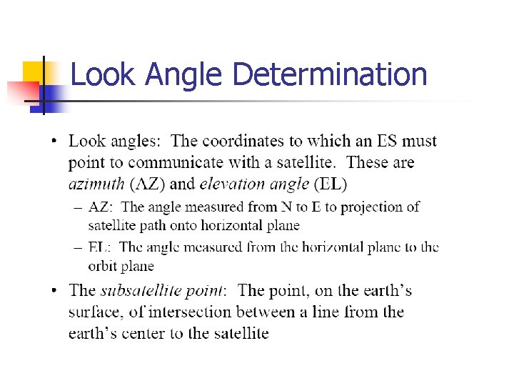 Look Angle Determination 