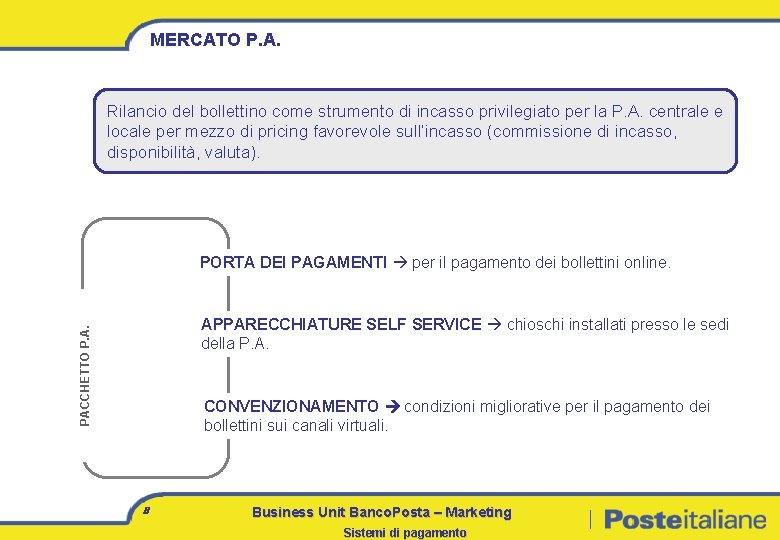 MERCATO P. A. Rilancio del bollettino come strumento di incasso privilegiato per la P.