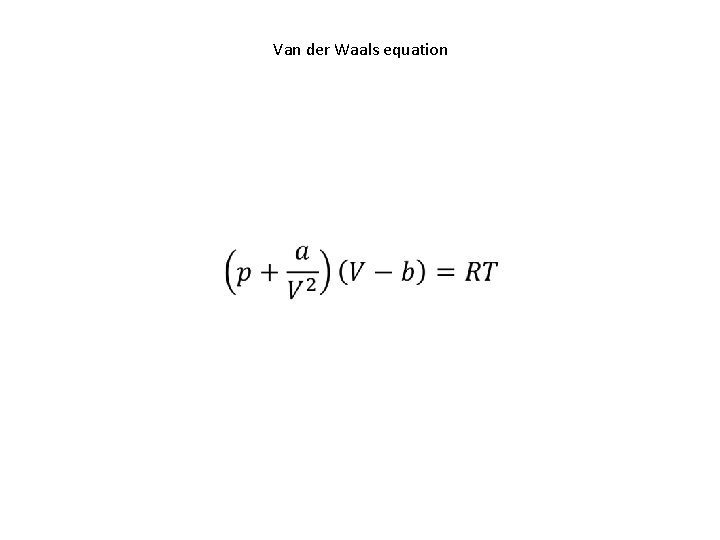 Van der Waals equation 