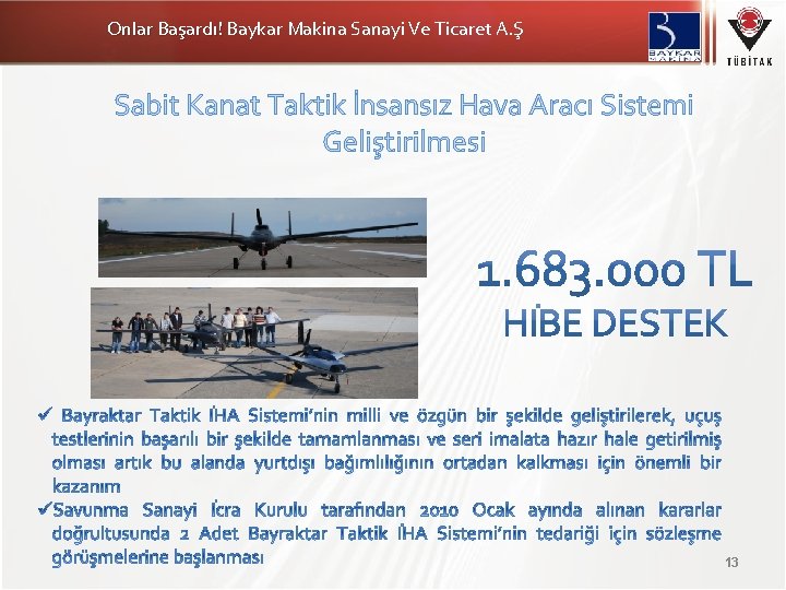 Onlar Başardı! Baykar Makina Sanayi Ve Ticaret A. Ş Sabit Kanat Taktik İnsansız Hava