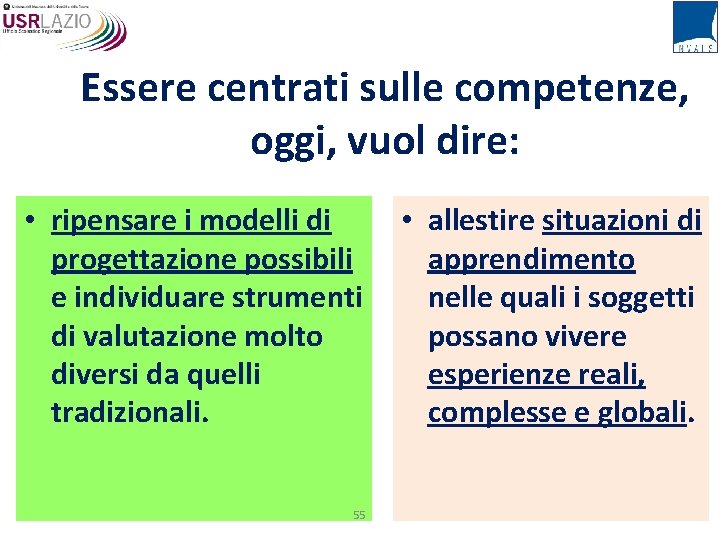 Essere centrati sulle competenze, oggi, vuol dire: • ripensare i modelli di • allestire