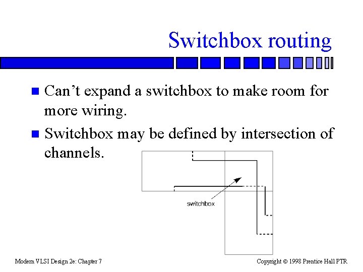 Switchbox routing Can’t expand a switchbox to make room for more wiring. n Switchbox