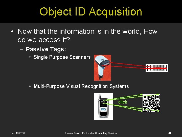 Object ID Acquisition • Now that the information is in the world, How do