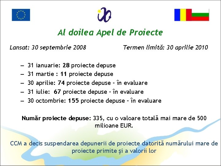 Al doilea Apel de Proiecte Lansat: 30 septembrie 2008 – – – 31 31