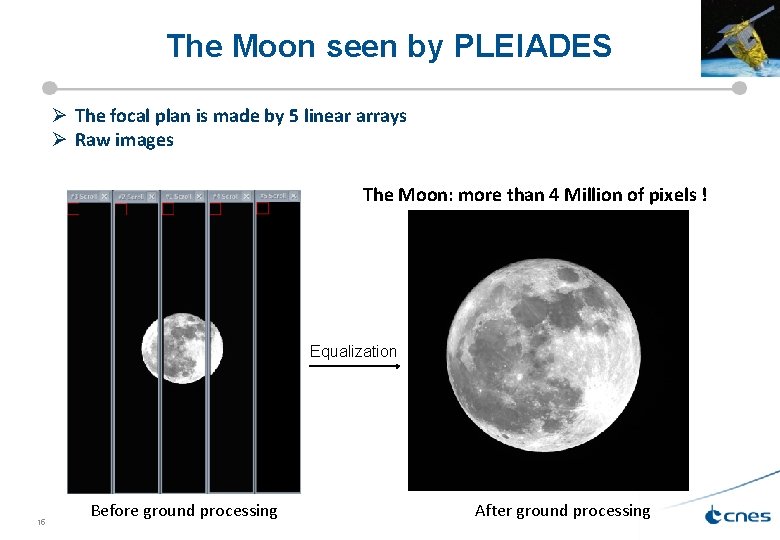 The Moon seen by PLEIADES Ø The focal plan is made by 5 linear