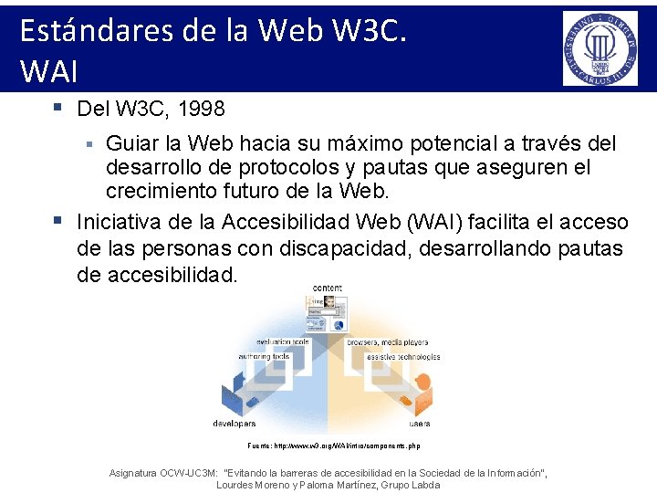 Estándares de la Web W 3 C. WAI § Del W 3 C, 1998