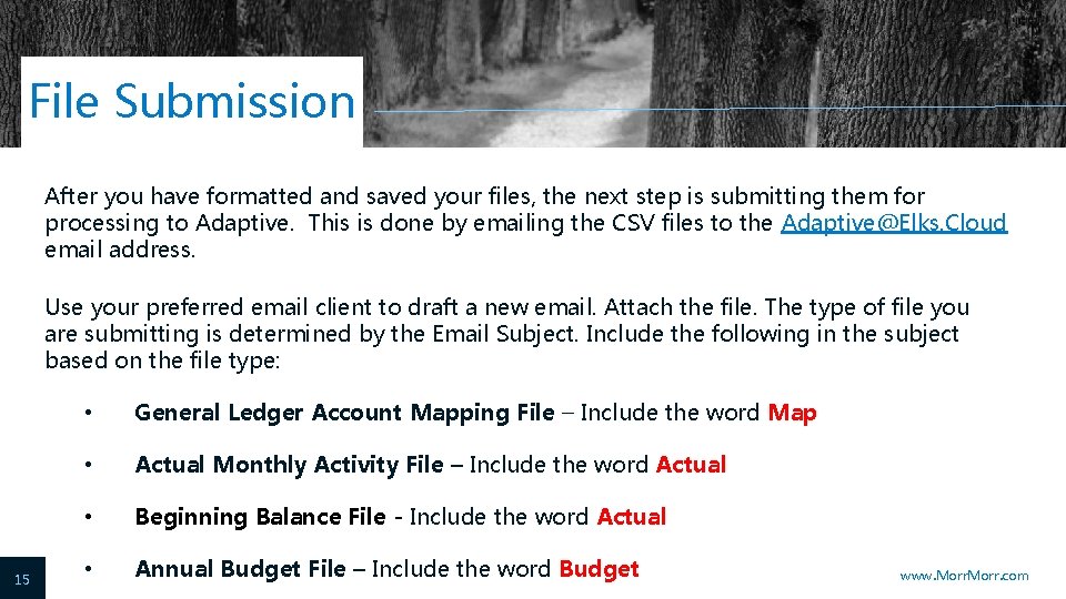 File Submission After you have formatted and saved your files, the next step is