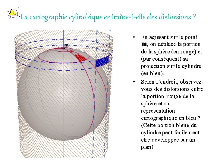 La cartographie cylindrique entraîne-t-elle des distorsions ? • En agissant sur le point m,