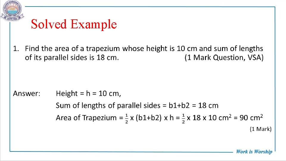 Solved Example • 