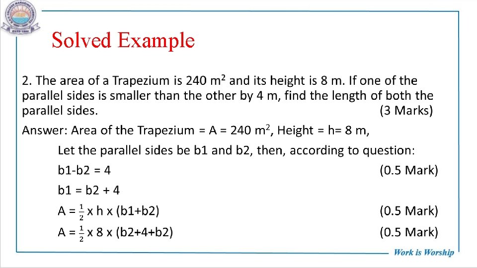 Solved Example • 