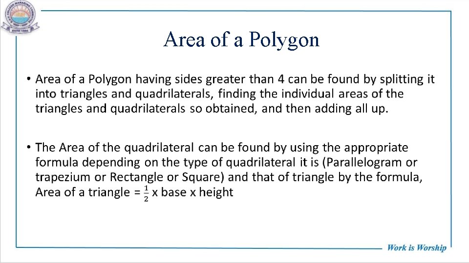 Area of a Polygon • 