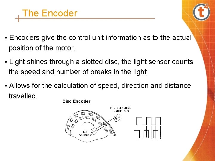 The Encoder • Encoders give the control unit information as to the actual position The Encoder • Encoders give the control unit information as to the actual position