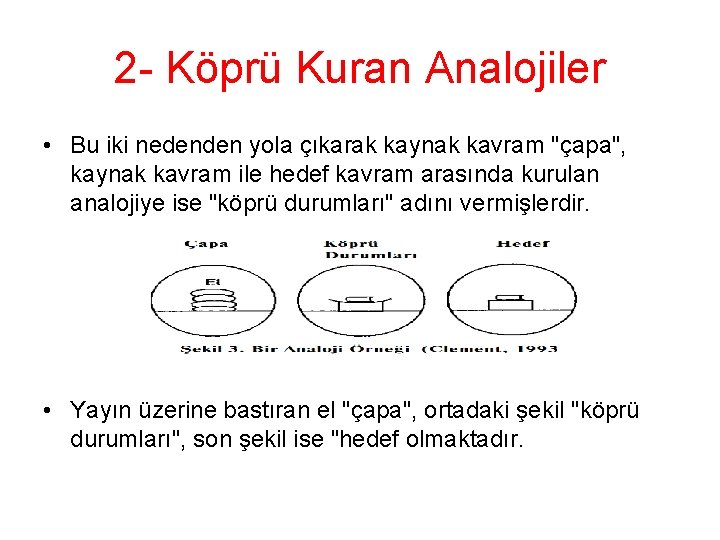 2 - Köprü Kuran Analojiler • Bu iki nedenden yola çıkarak kaynak kavram "çapa",