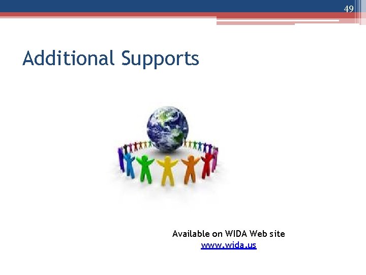 49 Additional Supports Available on WIDA Web site www. wida. us 