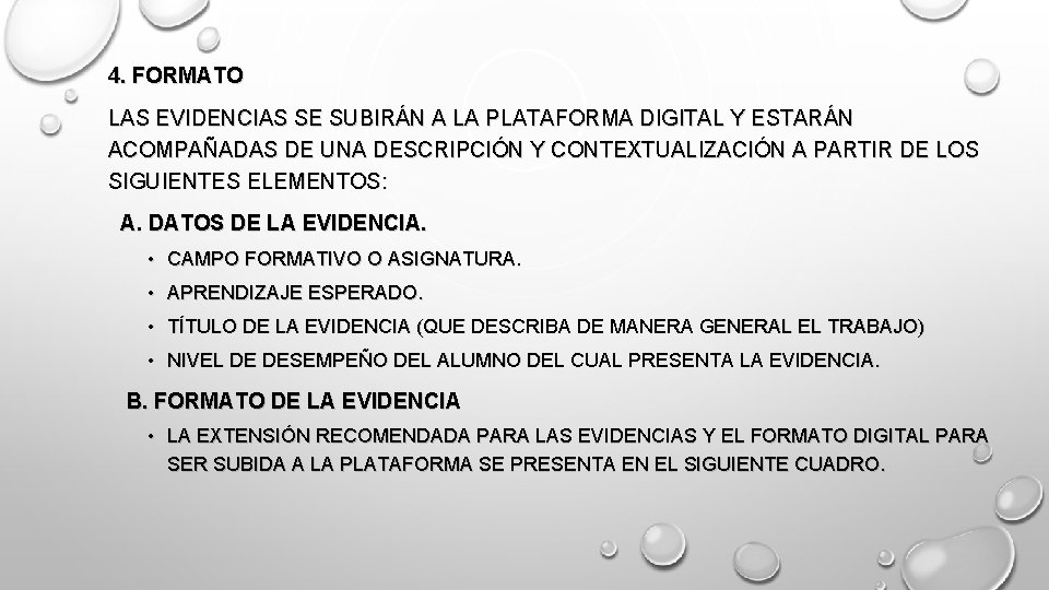 4. FORMATO LAS EVIDENCIAS SE SUBIRÁN A LA PLATAFORMA DIGITAL Y ESTARÁN ACOMPAÑADAS DE