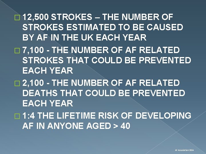 � 12, 500 STROKES – THE NUMBER OF STROKES ESTIMATED TO BE CAUSED BY