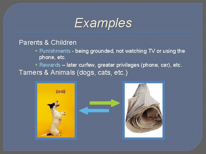 Examples Parents & Children § Punishments - being grounded, not watching TV or using