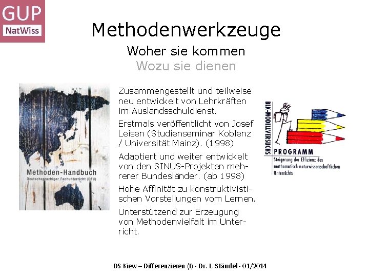 Methodenwerkzeuge Woher sie kommen Wozu sie dienen Zusammengestellt und teilweise neu entwickelt von Lehrkräften