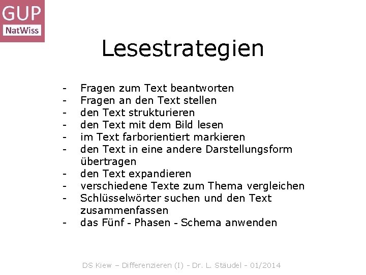 Lesestrategien - Fragen zum Text beantworten Fragen an den Text stellen den Text strukturieren