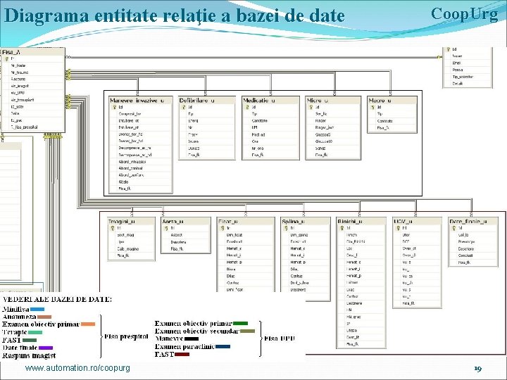 Diagrama entitate relaţie a bazei de date www. automation. ro/coopurg Coop. Urg 19 