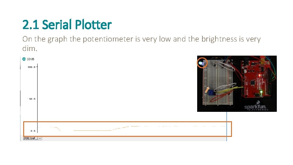 2. 1 Serial Plotter On the graph the potentiometer is very low and the