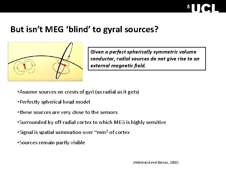 But isn’t MEG ‘blind’ to gyral sources? Given a perfect spherically symmetric volume conductor,