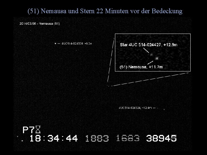 (51) Nemausa und Stern 22 Minuten vor der Bedeckung 2014/06/14 13 