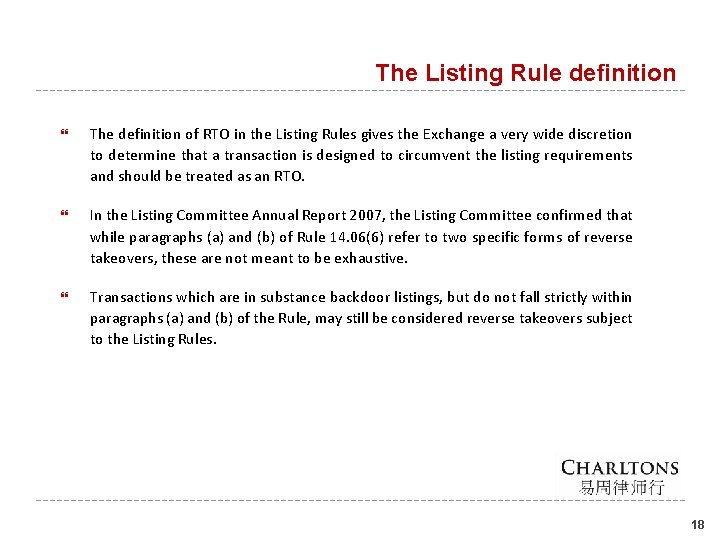 The Listing Rule definition The definition of RTO in the Listing Rules gives the