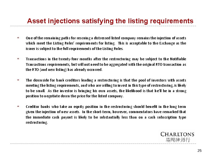 Asset injections satisfying the listing requirements One of the remaining paths for rescuing a