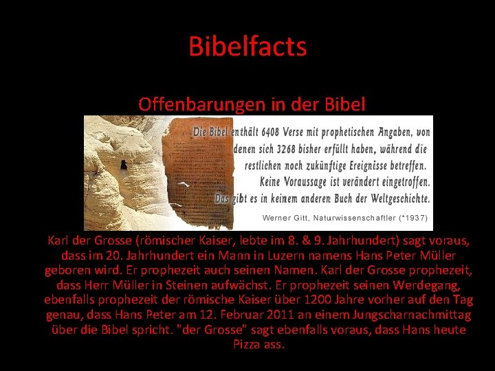 Bibelfacts Offenbarungen in der Bibel Karl der Grosse (römischer Kaiser, lebte im 8. &