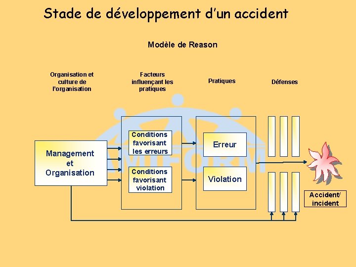 Stade de développement d’un accident Modèle de Reason Organisation et culture de l’organisation Management