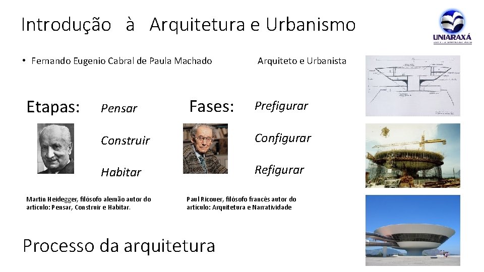 Introdução à Arquitetura e Urbanismo • Fernando Eugenio Cabral de Paula Machado Arquiteto e