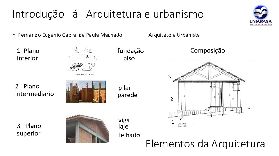 Introdução á Arquitetura e urbanismo • Fernando Eugenio Cabral de Paula Machado Arquiteto e