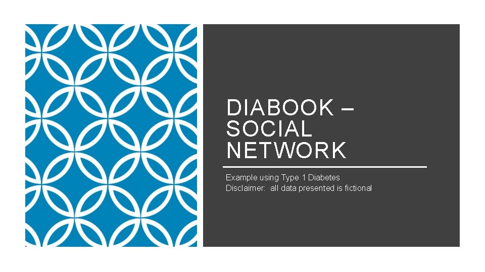 DIABOOK – SOCIAL NETWORK Example using Type 1 Diabetes Disclaimer: all data presented is