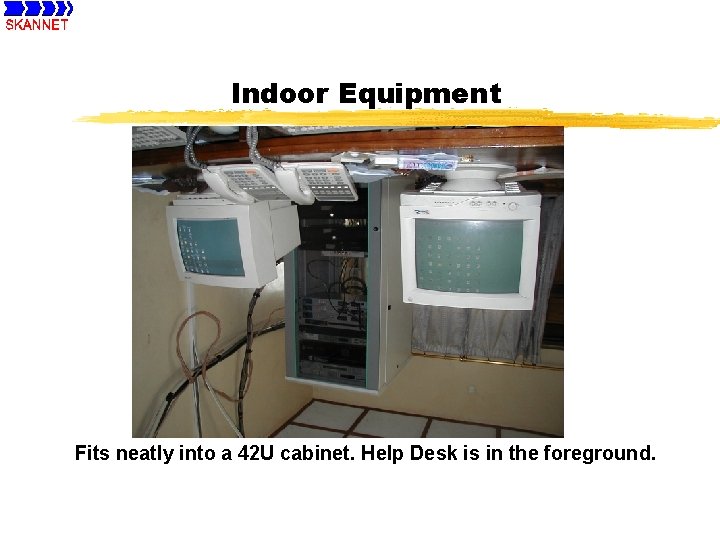 Indoor Equipment Fits neatly into a 42 U cabinet. Help Desk is in the