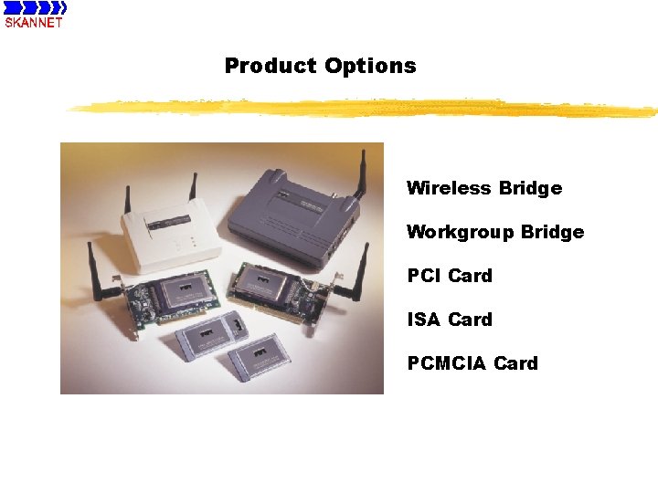 Product Options Wireless Bridge Workgroup Bridge PCI Card ISA Card PCMCIA Card 