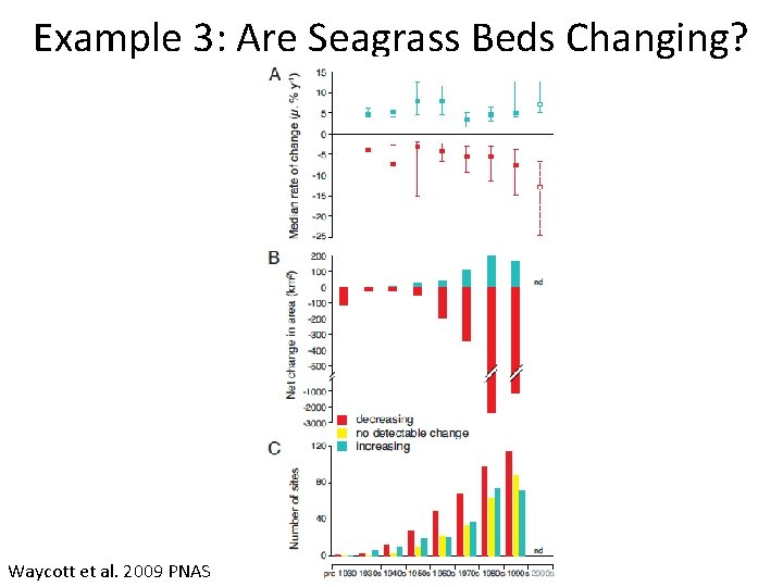 Example 3: Are Seagrass Beds Changing? Waycott et al. 2009 PNAS 