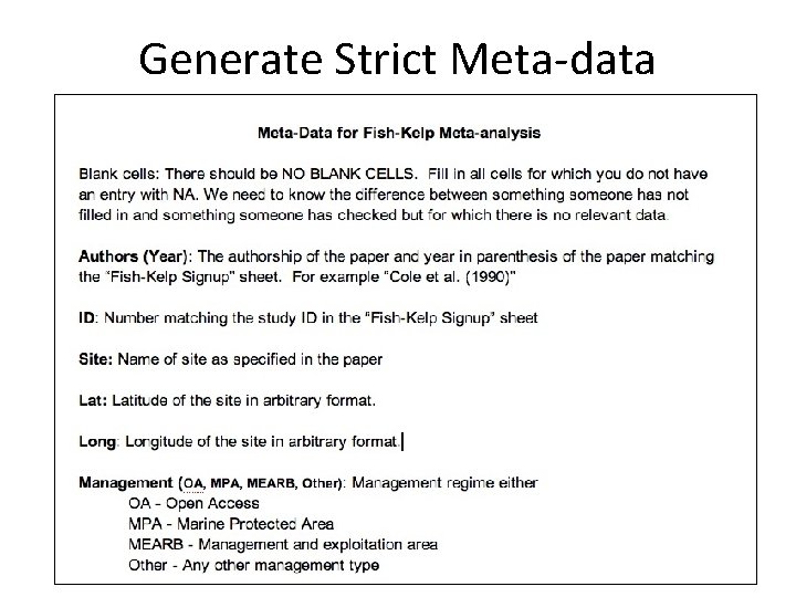 Generate Strict Meta-data 