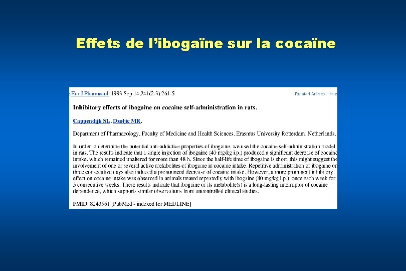 Effets de l’ibogaïne sur la cocaïne 
