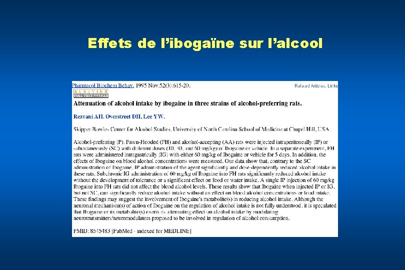 Effets de l’ibogaïne sur l’alcool 