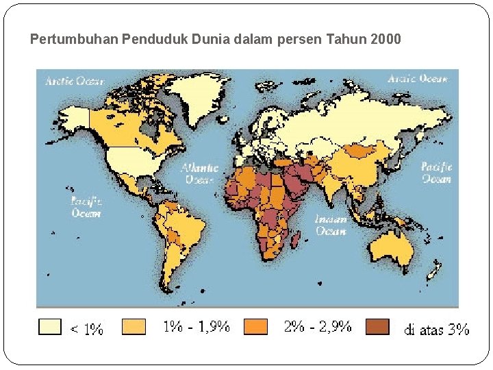 Pertumbuhan Penduduk Dunia dalam persen Tahun 2000 