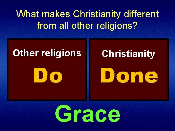 What makes Christianity different from all other religions? Other religions Do Christianity Done Grace