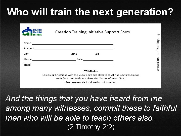 Who will train the next generation? And the things that you have heard from