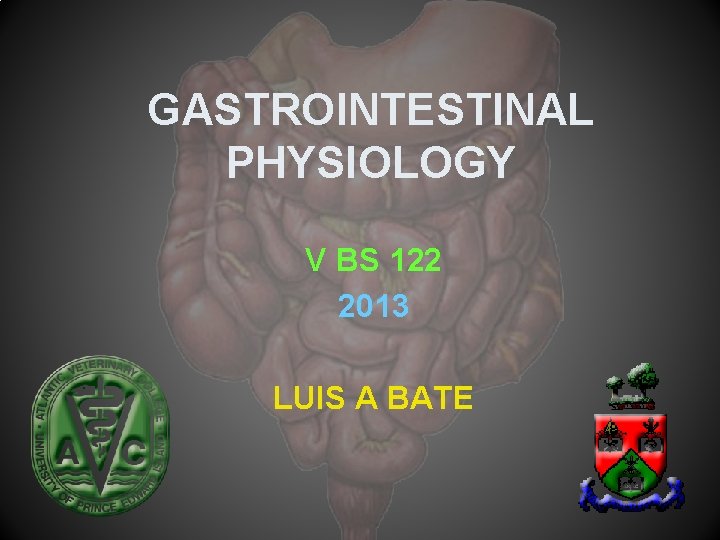 GASTROINTESTINAL PHYSIOLOGY V BS 122 2013 LUIS A BATE 