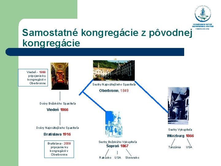 Samostatné kongregácie z pôvodnej kongregácie Viedeň - 1999 pripojenie ku kongregácii v Oberbronne Sestry